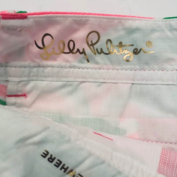 SOLD Lilly Pulitzer Green Pink Callahan Shorts 2 - Picture 3 of 8